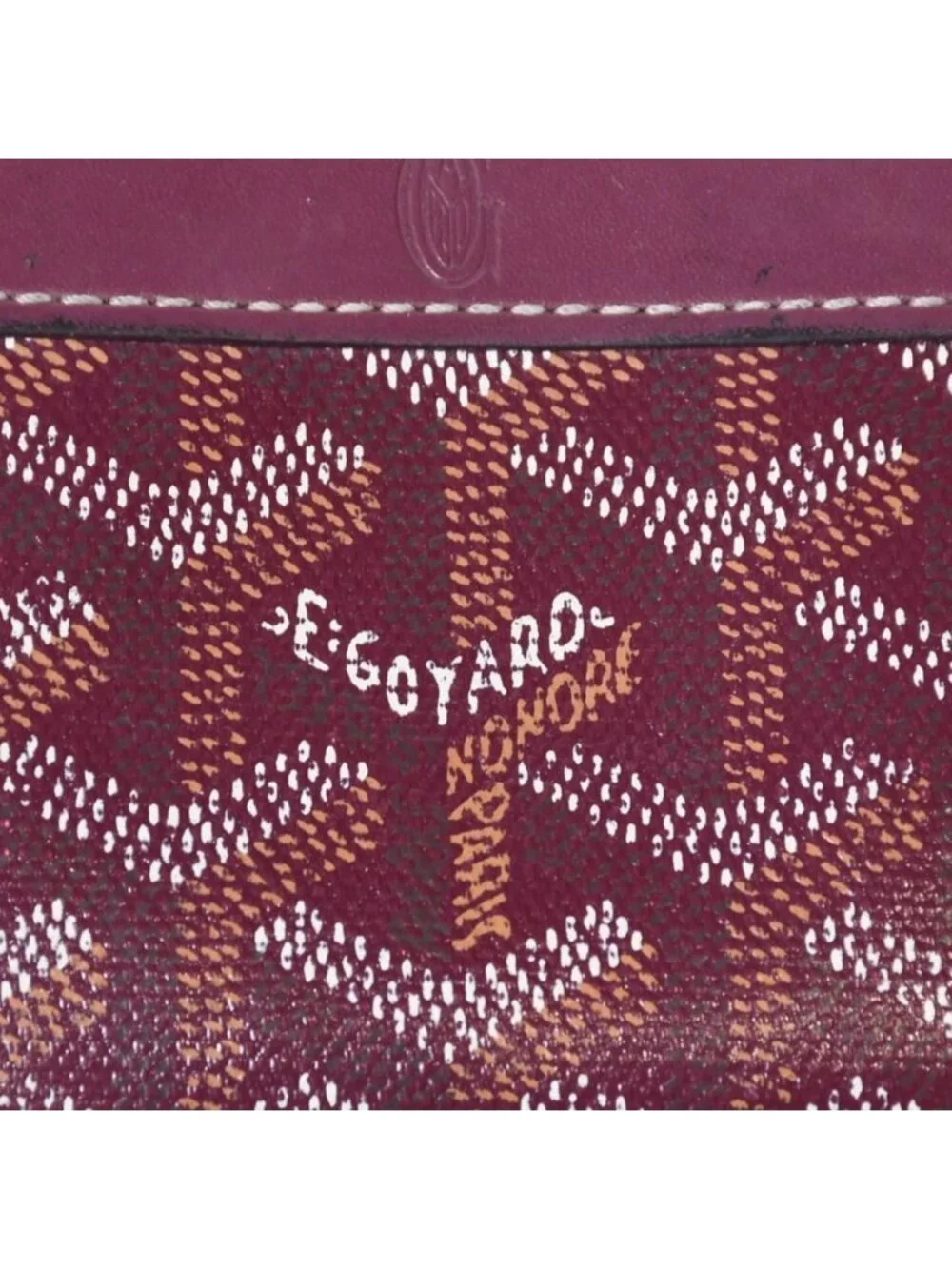 Goyard Matignon PM Card Case Coin Purse Din Canvas Leather Red Silver